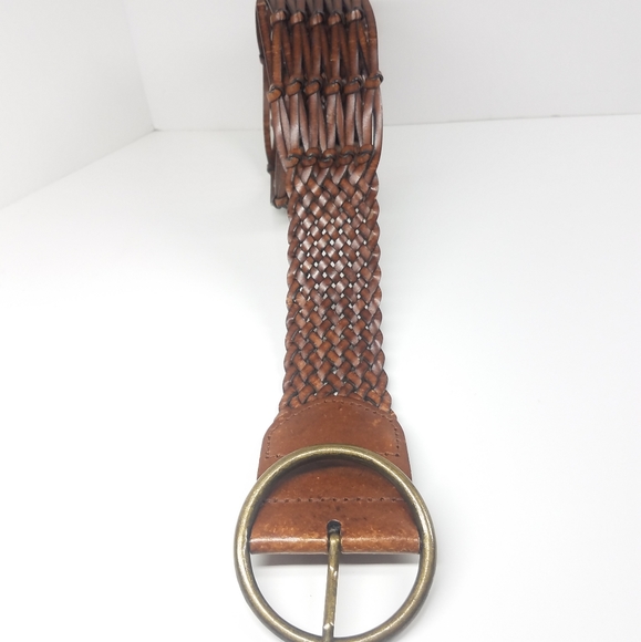 Linea Pelle Tan Brown Veg Leather Braided Woven Belt - Picture 3 of 8
